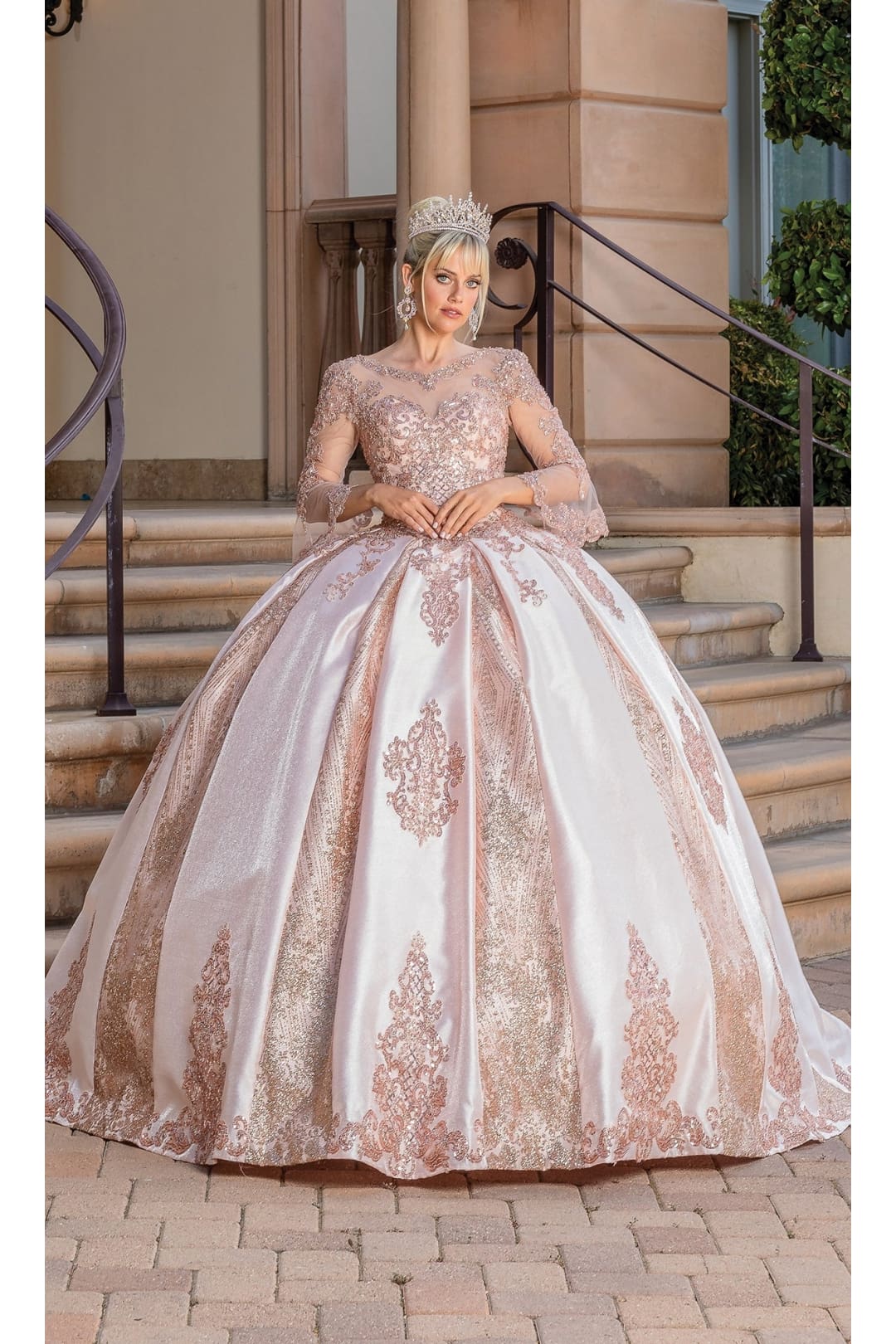 Dancing Queen Dresses DQ-1665 Quinceañera Stunning & Classic Ball Gown - Rose gold / XS - Dress
