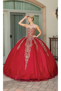 Dancing Queen Dresses DQ-1672 Quinceañera Crystal-Embellished Bodice - Burgundy / XS - Dress