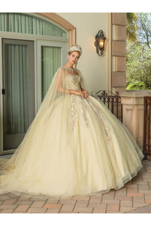 Dancing Queen Dresses DQ-1672 Quinceañera Crystal-Embellished Bodice - Champagne / XS - Dress