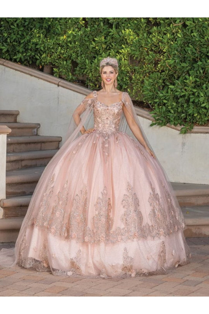 Dancing Queen Dresses DQ-1676 Quinceañera Gown with Full Tulle Skirt - Rose gold / XS - Dress