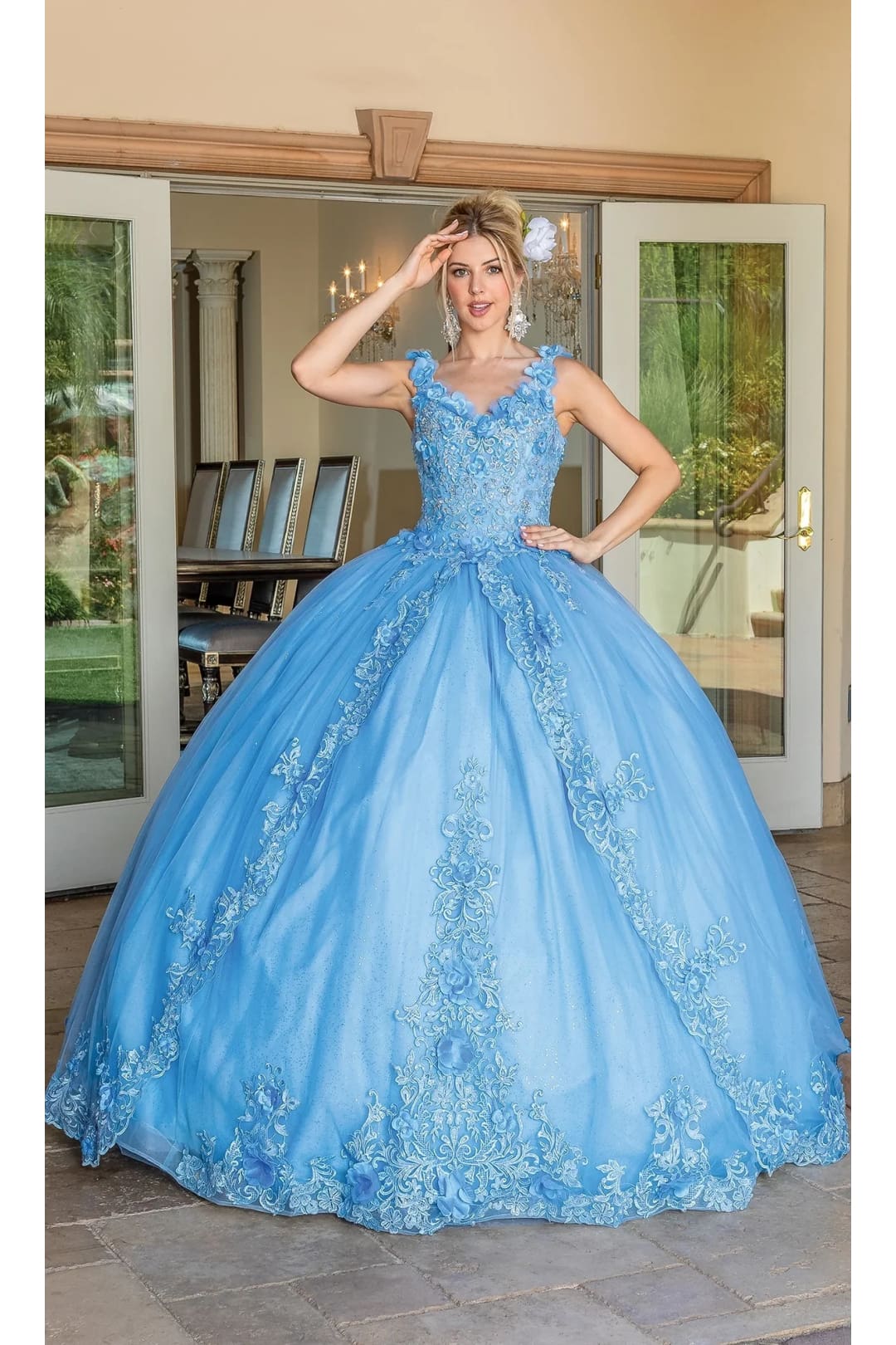 Dancing Queen Dresses DQ-1678 Quinceañera Ball Gown with Sparkling - Bahama Blue / XS - Dress