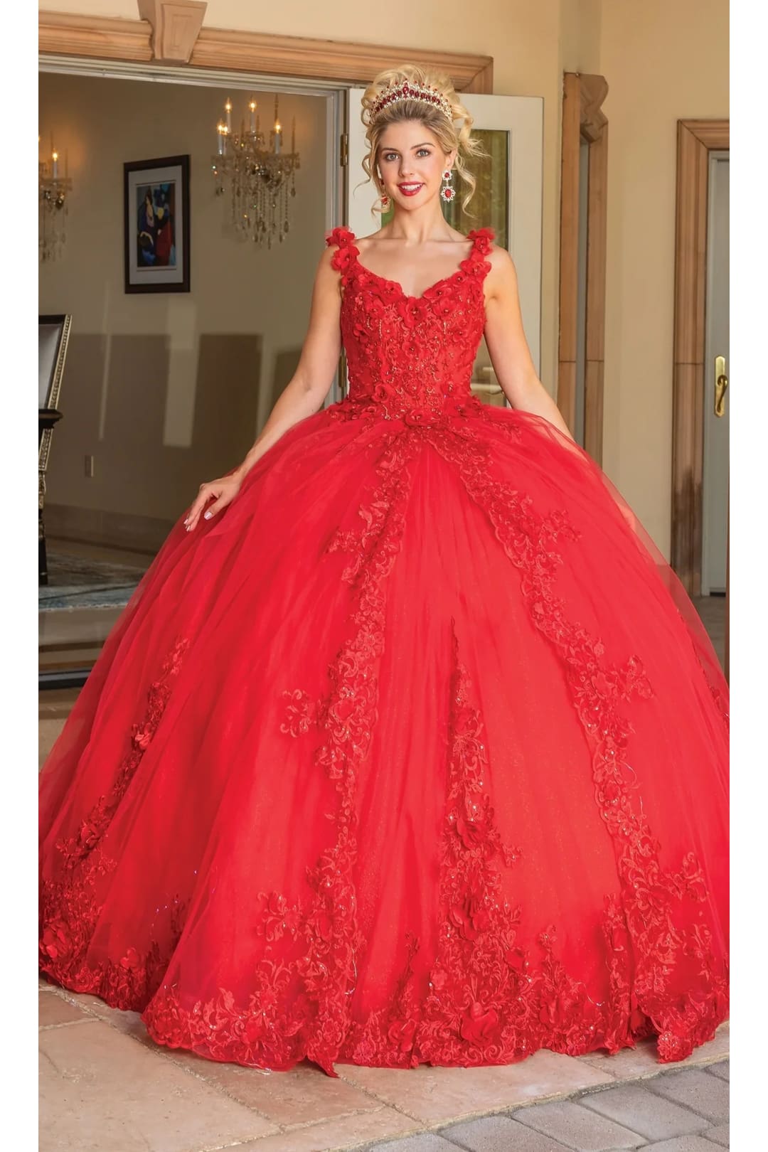 Dancing Queen Dresses DQ-1678 Quinceañera Ball Gown with Sparkling - Red / XS - Dress