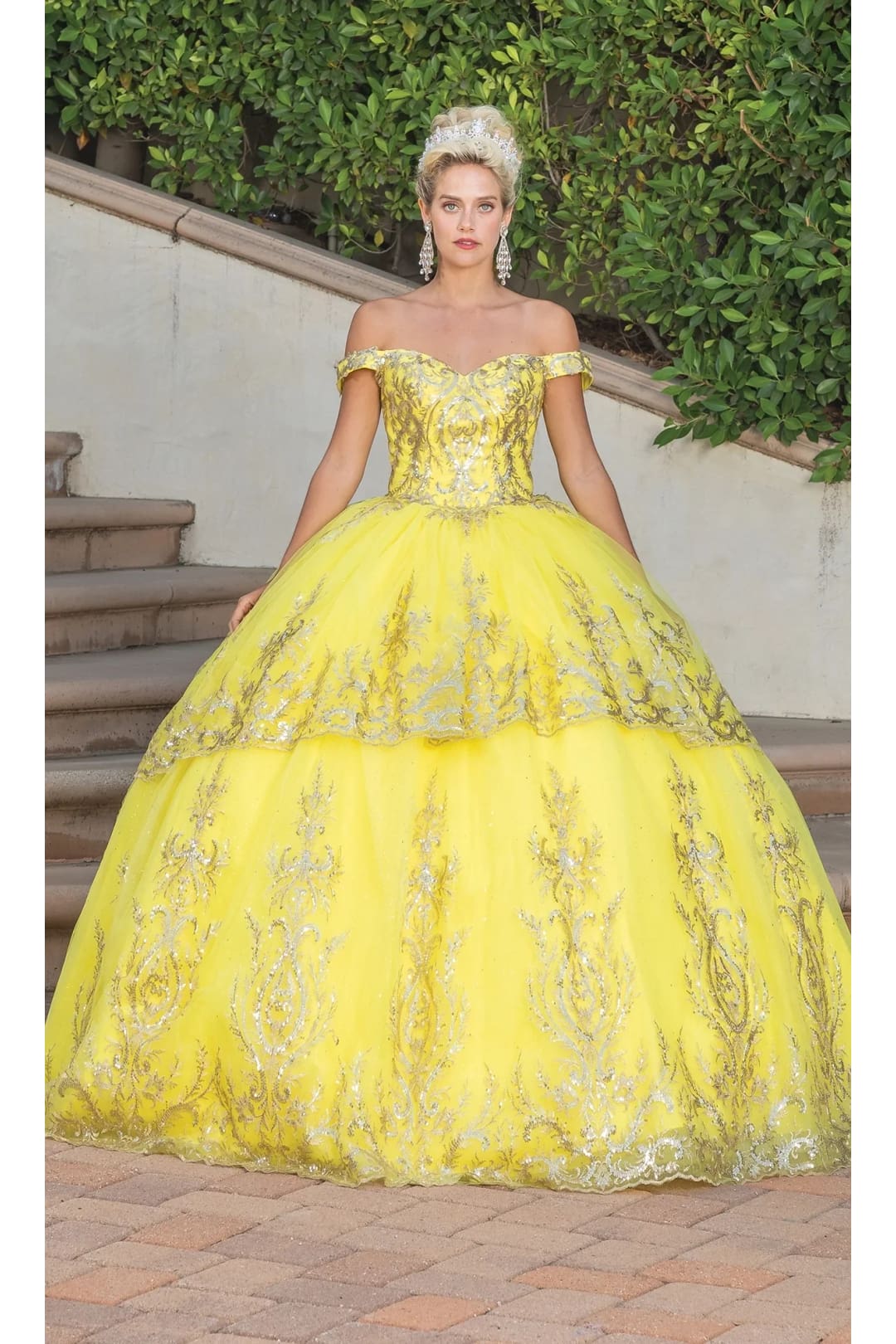 Sweet 16 Birthday Party Dress in Yellow by DQ-1729 Ball Gown Yellow XS