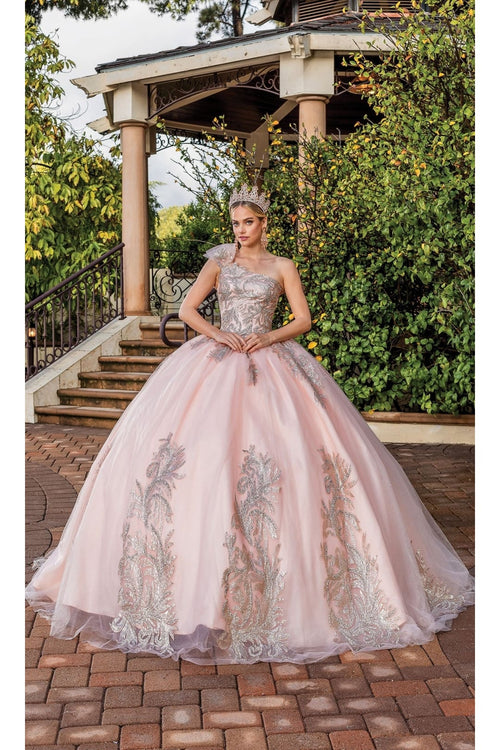 Dancing Queen Dresses DQ-1733 Quinceañera Gown with Voluminous Skirt - Rose gold / XS - Dress