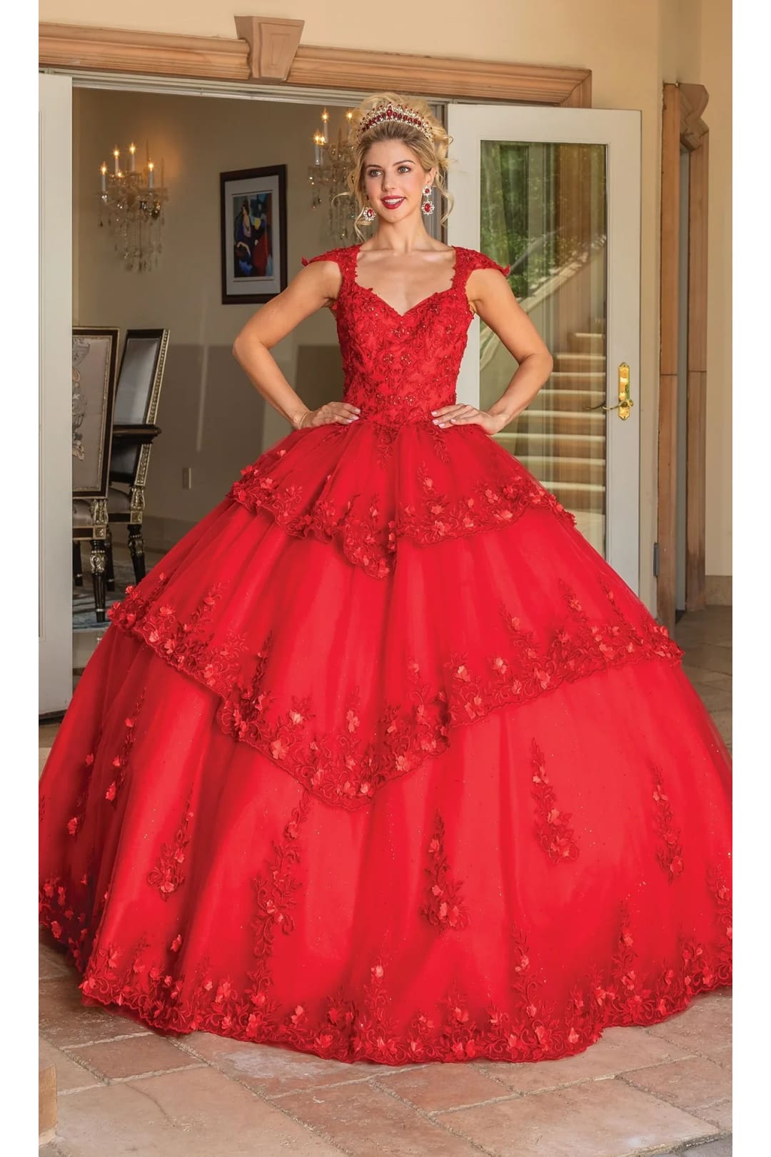 Dancing Queen Dresses DQ-1735 Quinceañera for a Elegant Celebration - Red / XS - Dress