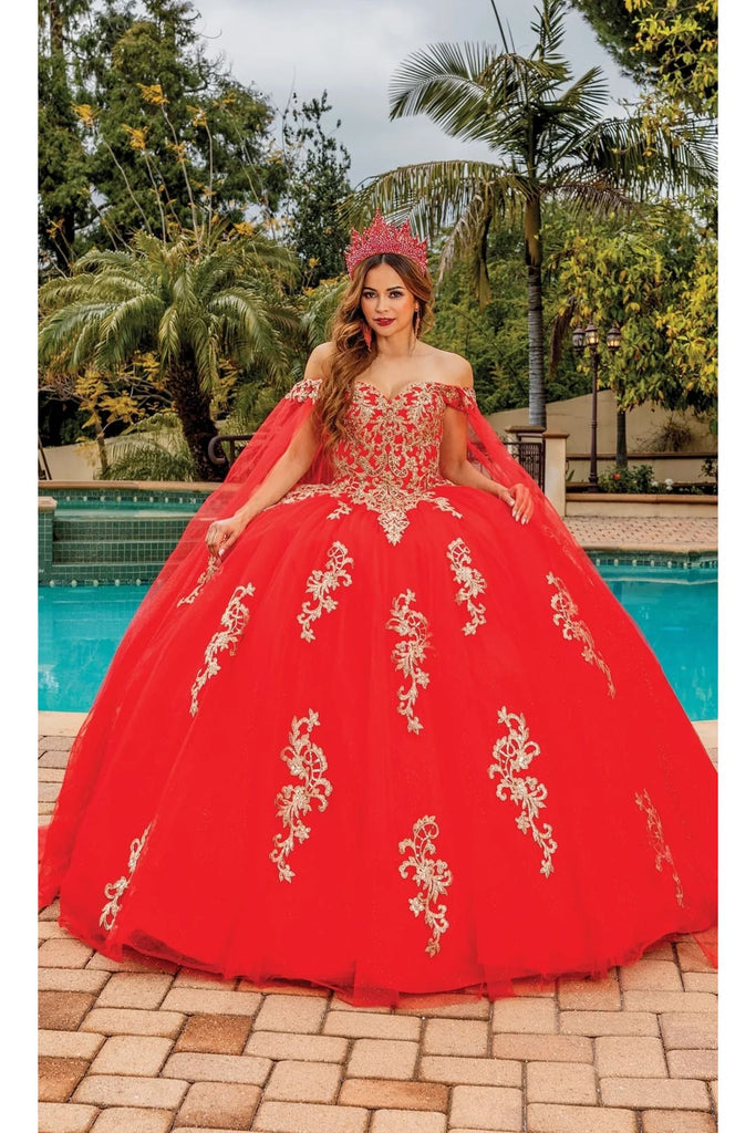 Dancing Queen Dresses DQ-1740 Quinceañera with Crystal-Embellished - Red / XS - Dress