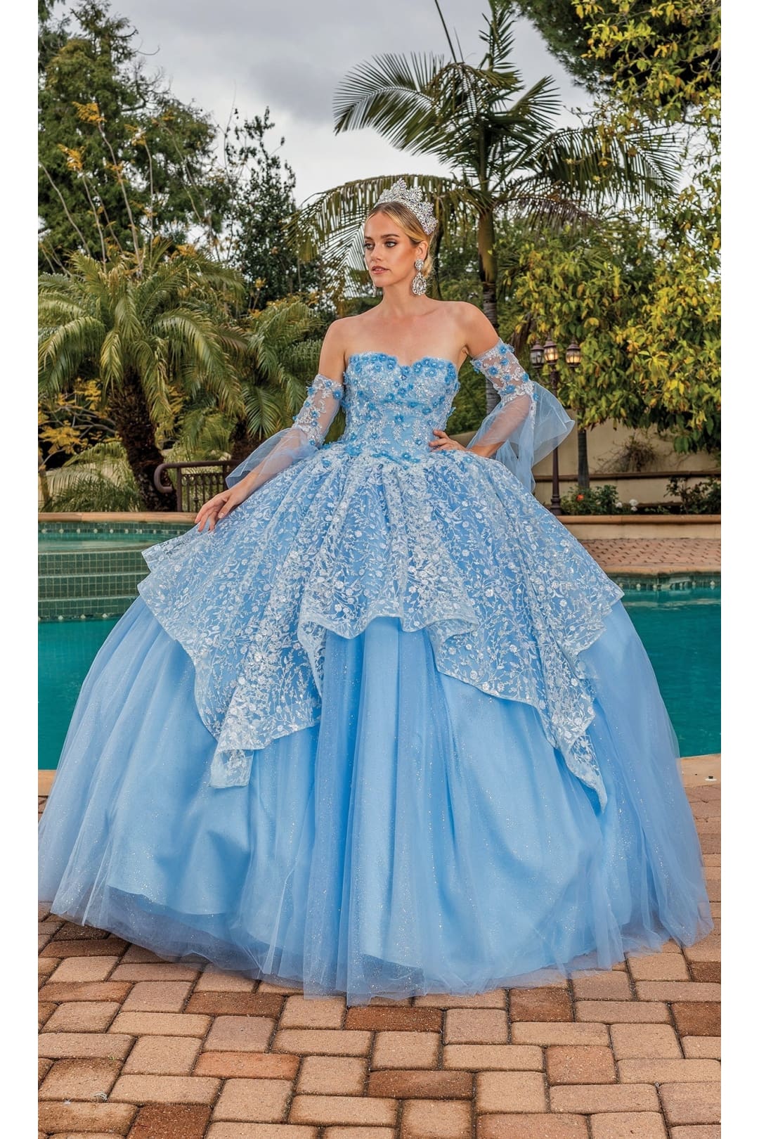 Dancing Queen Dresses DQ-1773 Quinceanera Gown for Effortless Glamour - Bahama Blue / XS - Dress