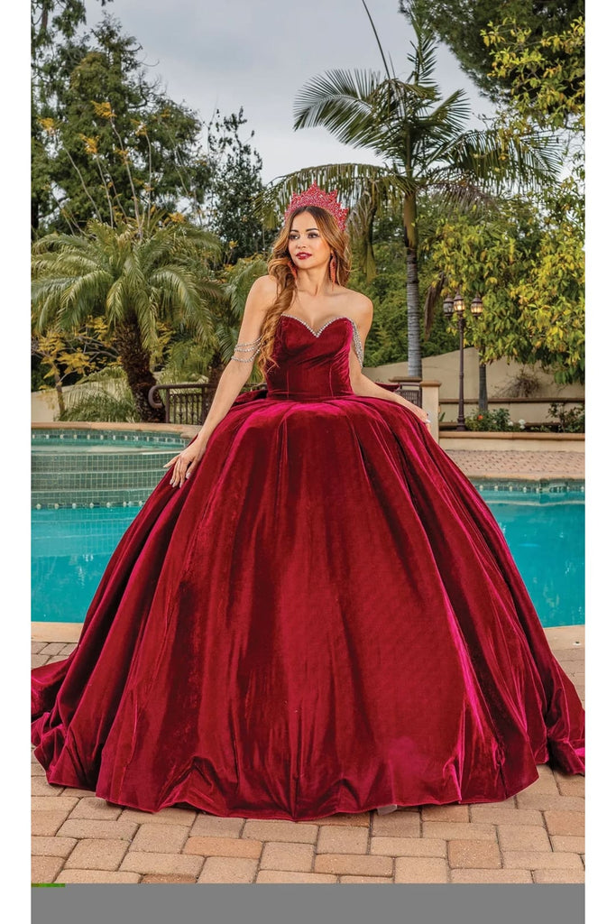 Dancing Queen Dresses DQ-1817 Quinceañera Gown with Embellished Bodice - Burgundy / XS - Dress