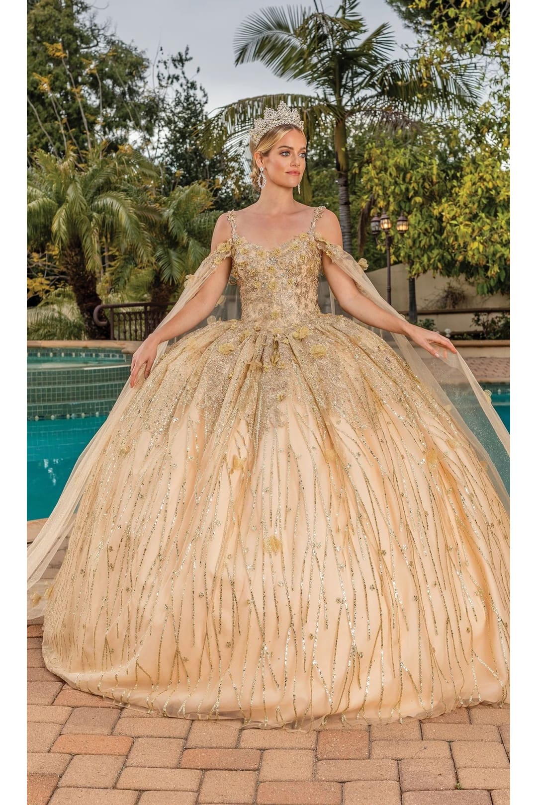 Dancing Queen Dresses DQ-1830 Quinceanera Gown for Elegant Moments - Gold / XS - Dress