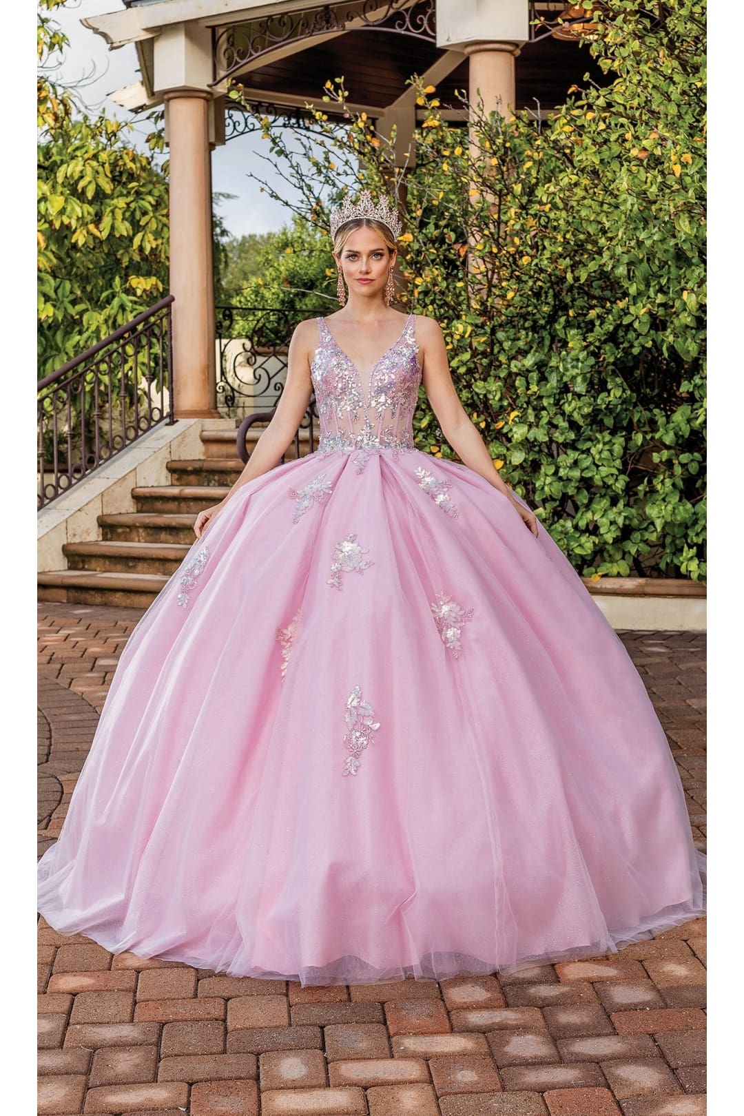 Dancing Queen Dresses DQ-1896 Quinceañera Ball Gown with Sparkling Bodice - Blush / XS - Dress