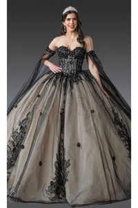 Dancing Queen Dresses DQ-1912 Quinceañera Gown Timeless Elegance - Black/Nude / XS - Dress