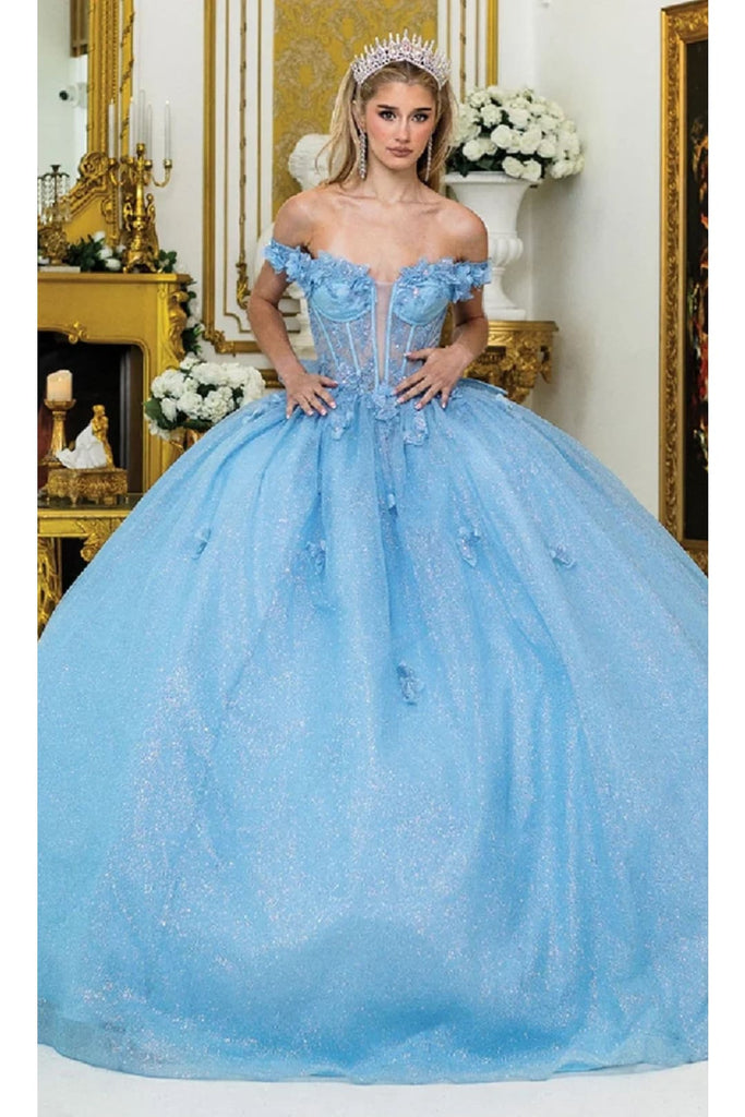 Dancing Queen Dresses DQ-1933 Quinceañera Gown Radiate Elegance and Charm - Bahama Blue / XS - Dress