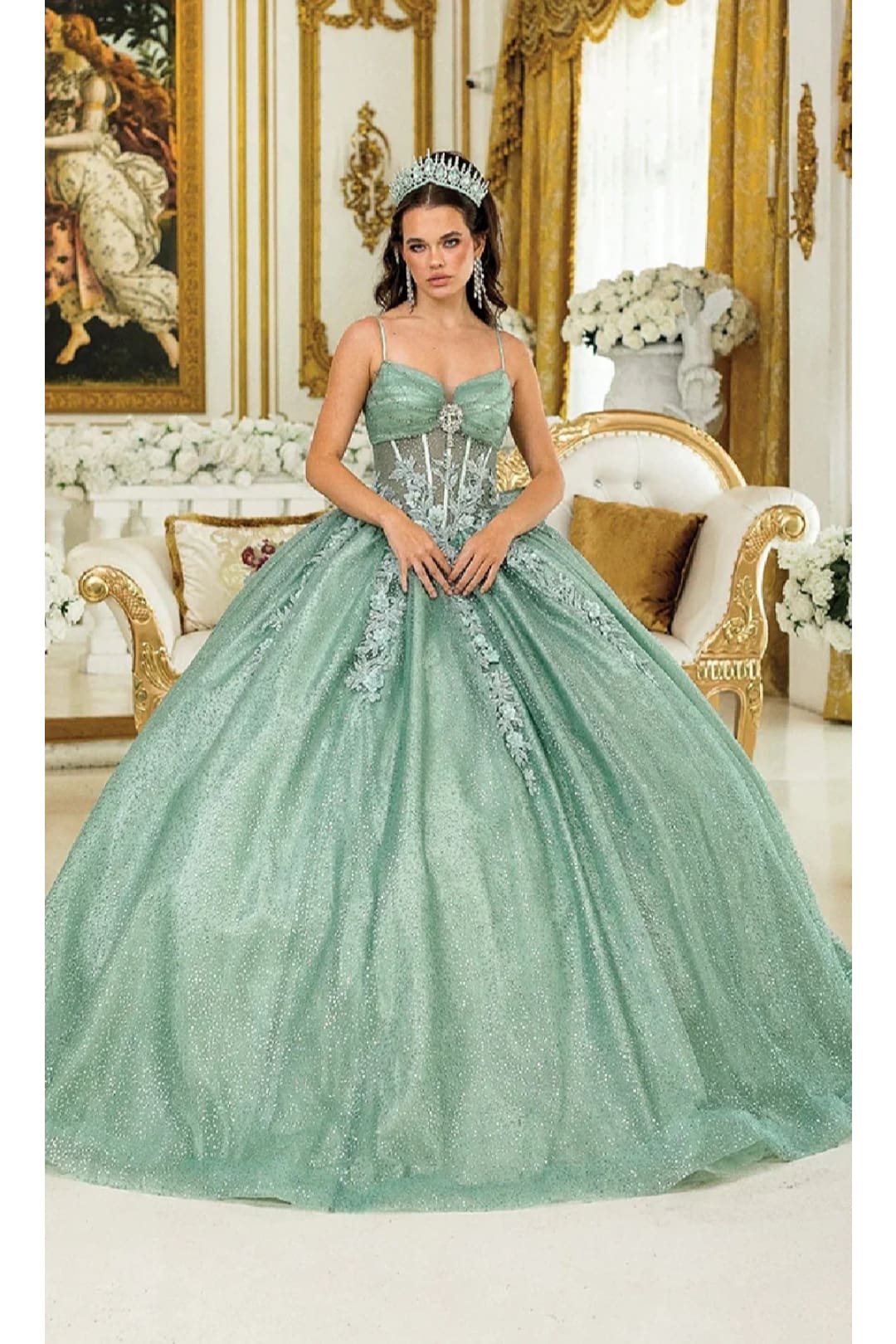 Dancing Queen Dresses DQ-1958 Captivating Quinceañera Gown of Charm - Sage / XS - Dress