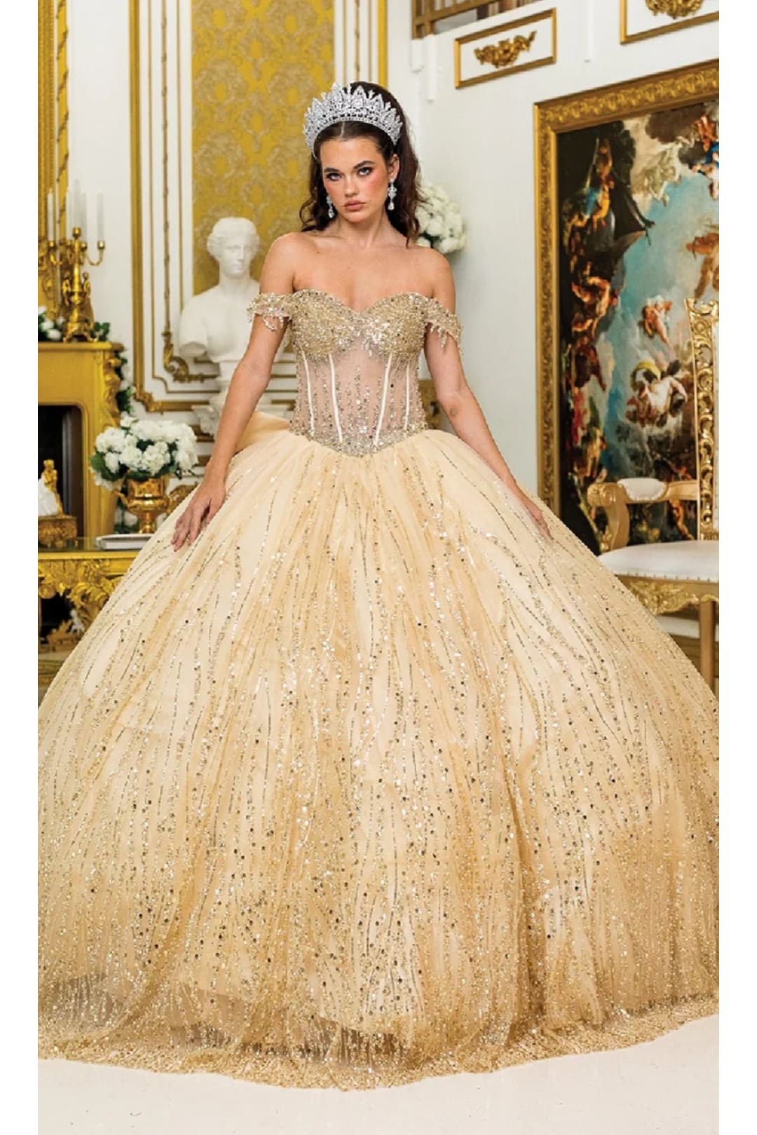 Dancing Queen Dresses DQ-1982 Timeless Elegance Quinceañera Dream Gown - Champagne / XS - Dress