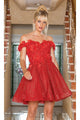 Dancing Queen Dresses DQ-21-3254 Corset-Back Babydoll Short Prom Dress - Red / XS - Dress