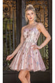 Dancing Queen Dresses DQ-22-3311 Glitter-Print A-Line Homecoming Dress - Rose gold / XS - Dress
