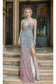 Dancing Queen Dresses DQ-22-4230 Silver and Rose Gold Long Prom Dress - Silver/Rose Gold / M - Dress