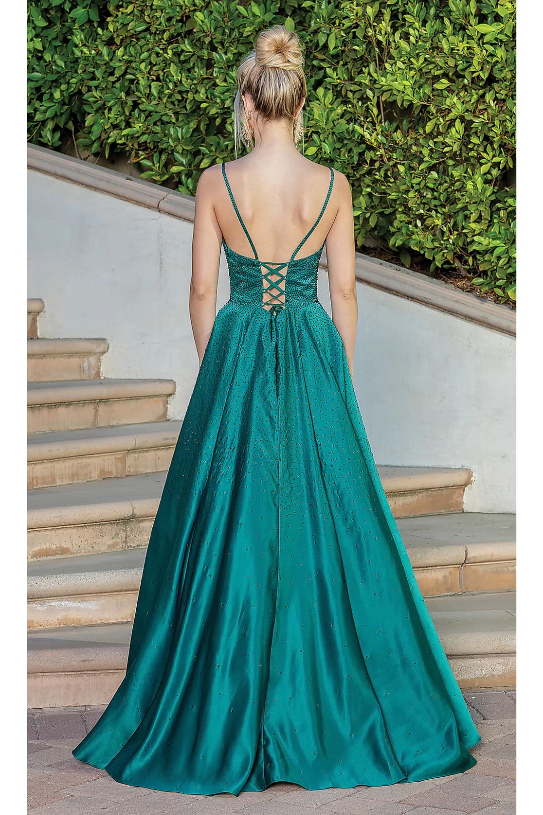 Dancing Queen Dresses DQ-22-4256 Corset-Back Long Beaded A-Line Dress - Dress