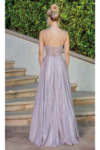 Dancing Queen Dresses DQ-22-4261 Corset-Back Long Dress with Pockets - Dress