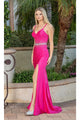 Dancing Queen Dresses DQ-22-4270 Jeweled Long Formal Dress with Train - Fuchsia / XS - Dress