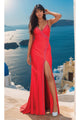 Dancing Queen Dresses DQ-22-4274 Strappy-Back Dress with Beaded Trim - Red / XS - Dress
