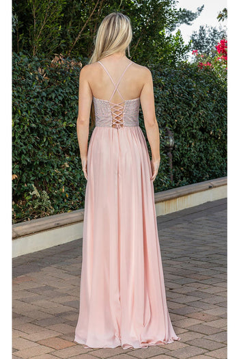 Dancing Queen Dresses DQ-22-4277 Long A-Line Beaded-Bodice Prom Dress - Dress