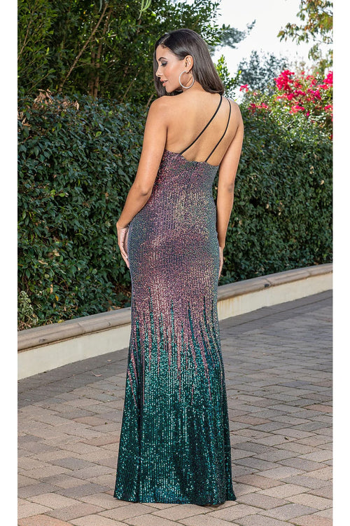 Dancing Queen Dresses DQ-22-4300 Sequin One-Shoulder Long Prom Dress - Dress