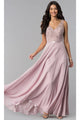 Dancing Queen Dresses DQ-2267 V-Neck Sleeveless Lace-Bodice Long Dress - Mocha / XS - Dress