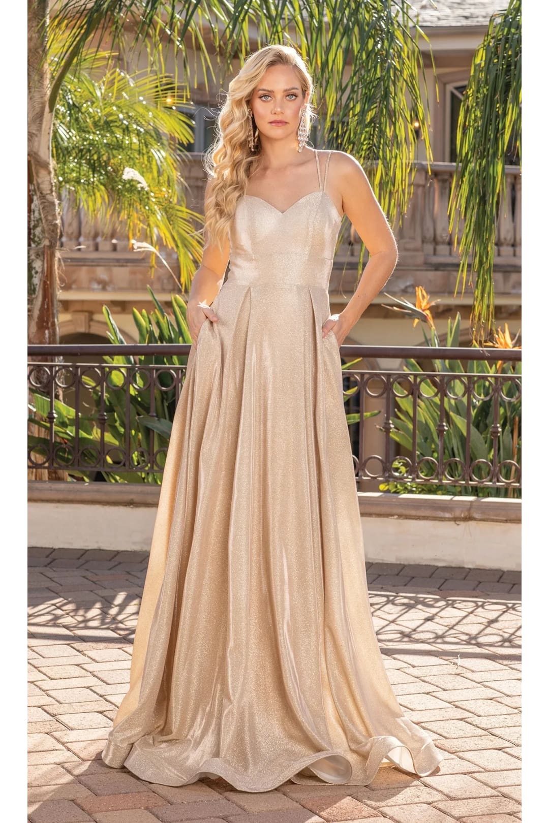 Dancing Queen Dresses DQ-2611 Lace-Up Long Gold Prom Dress - Gold / XS - Dress