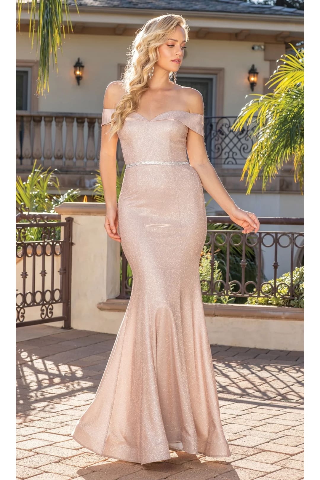 Dancing Queen Dresses DQ-2871 Long Mermaid Prom Dress with Elegant - Rose gold / XS - Dress