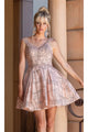Dancing Queen Dresses DQ-3275 Short Rose Gold Glitter Homecoming Dress - Rose gold / XS - Dress