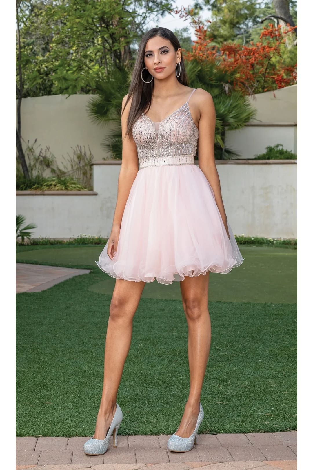 Dancing Queen Dresses DQ-3313 Beaded-Bodice Short Homecoming Dress - Dress