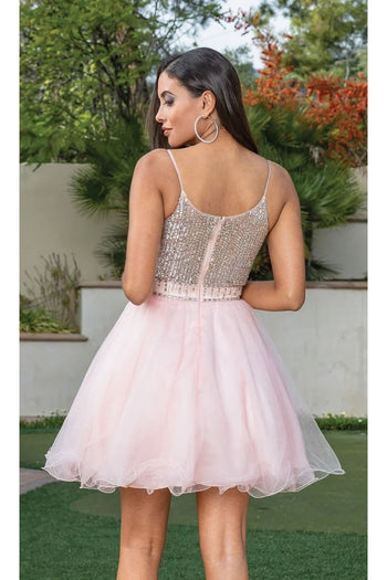 Dancing Queen Dresses DQ-3313 Beaded-Bodice Short Homecoming Dress - Dress