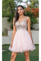 Dancing Queen Dresses DQ-3313 Beaded-Bodice Short Homecoming Dress - Rose gold / XS - Dress