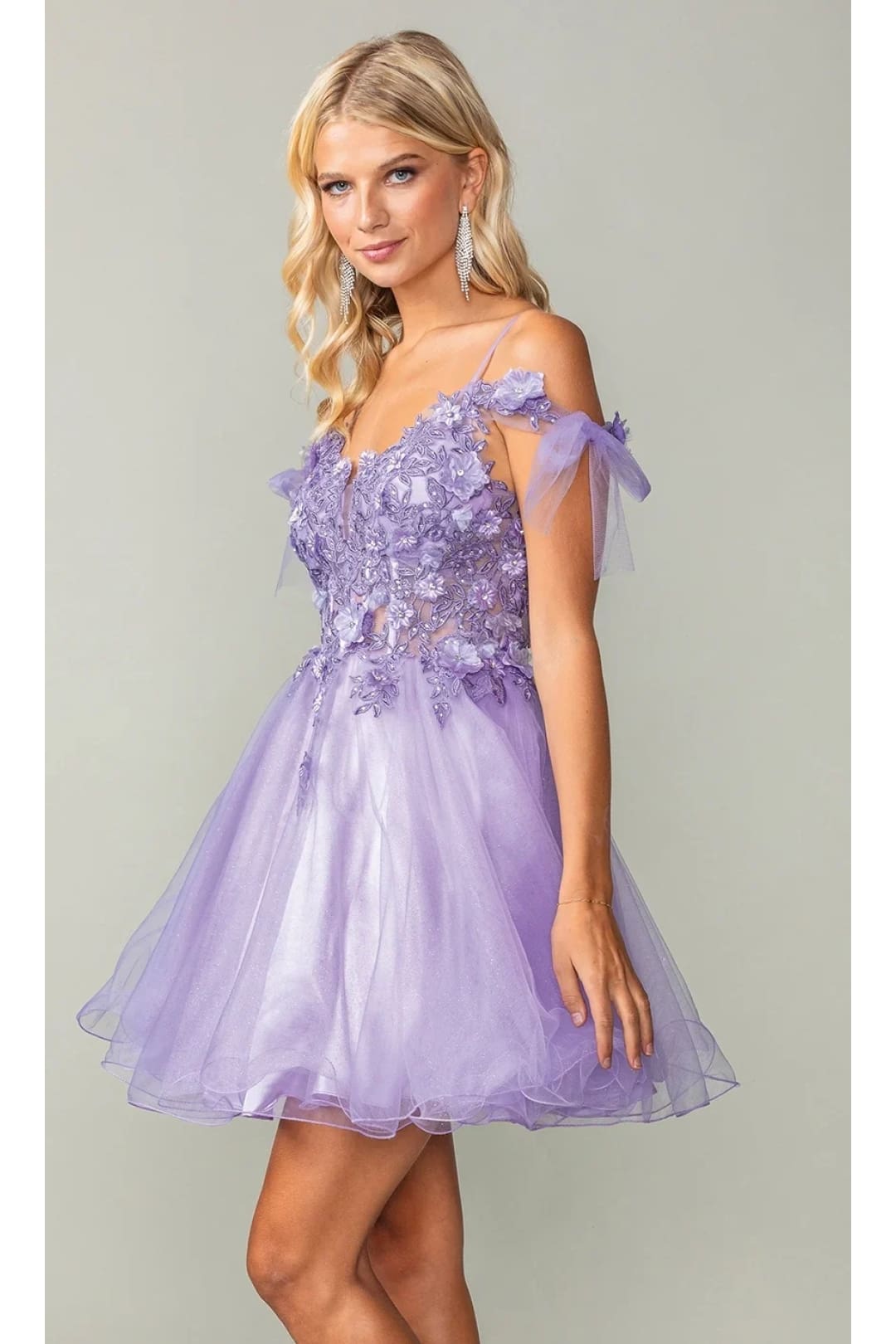 Dancing Queen Dresses DQ-3339 Sheer-Corset Short Babydoll Hoco Dress - Lilac / XS - Dress