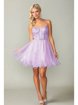 Dancing Queen Dresses  DQ-3352 Lace-Up Short Babydoll Homecoming Dress