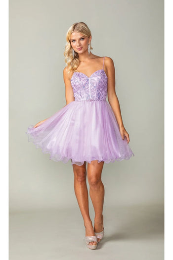 Dancing Queen Dresses DQ-3352 Lace-Up Short Babydoll Homecoming Dress - Dress