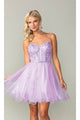 Dancing Queen Dresses DQ-3352 Lace-Up Short Babydoll Homecoming Dress - Lilac / XS - Dress