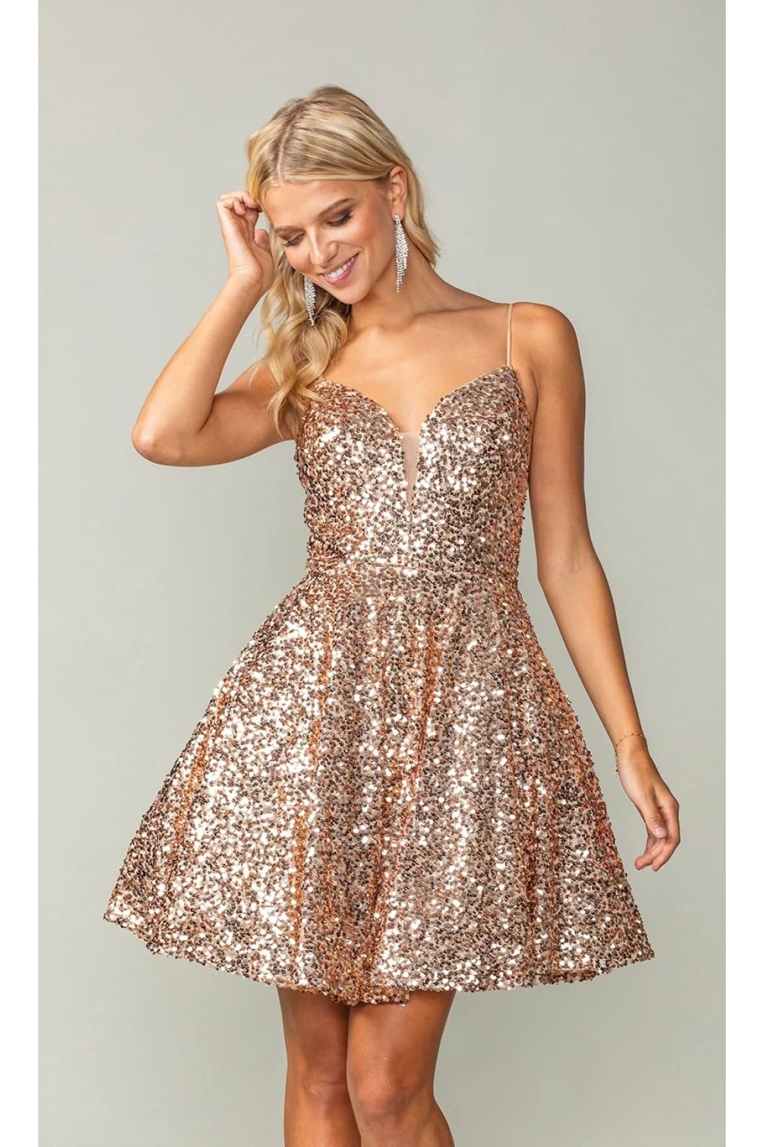 Dancing Queen Dresses DQ-3356 Short Sequin A-Line Homecoming Dress - Dress