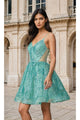 Dancing Queen Dresses DQ-3360 A-Line Glitter-Print Homecoming Dress - Sage / XS - Dress