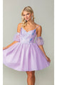 Dancing Queen Dresses DQ-3362 Puff-Sleeve Purple Homecoming Dress - Dress