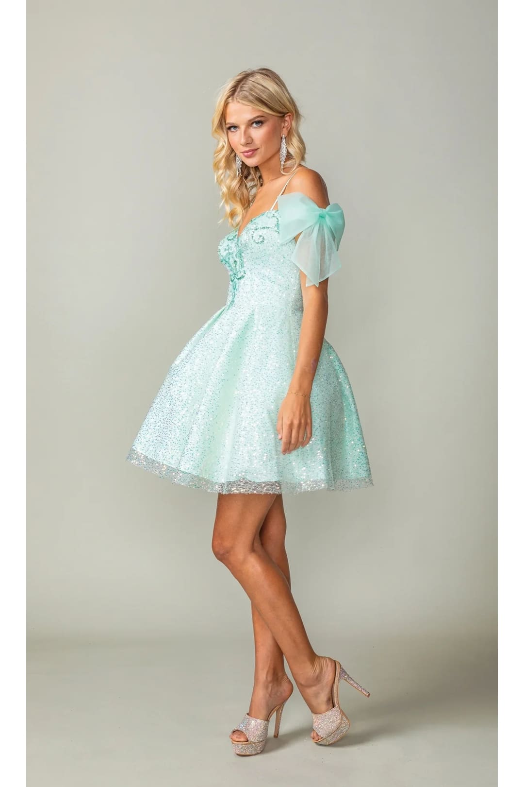 Dancing Queen Dresses DQ-3363 Shoulder-Bow Short Homecoming Dress - Dress