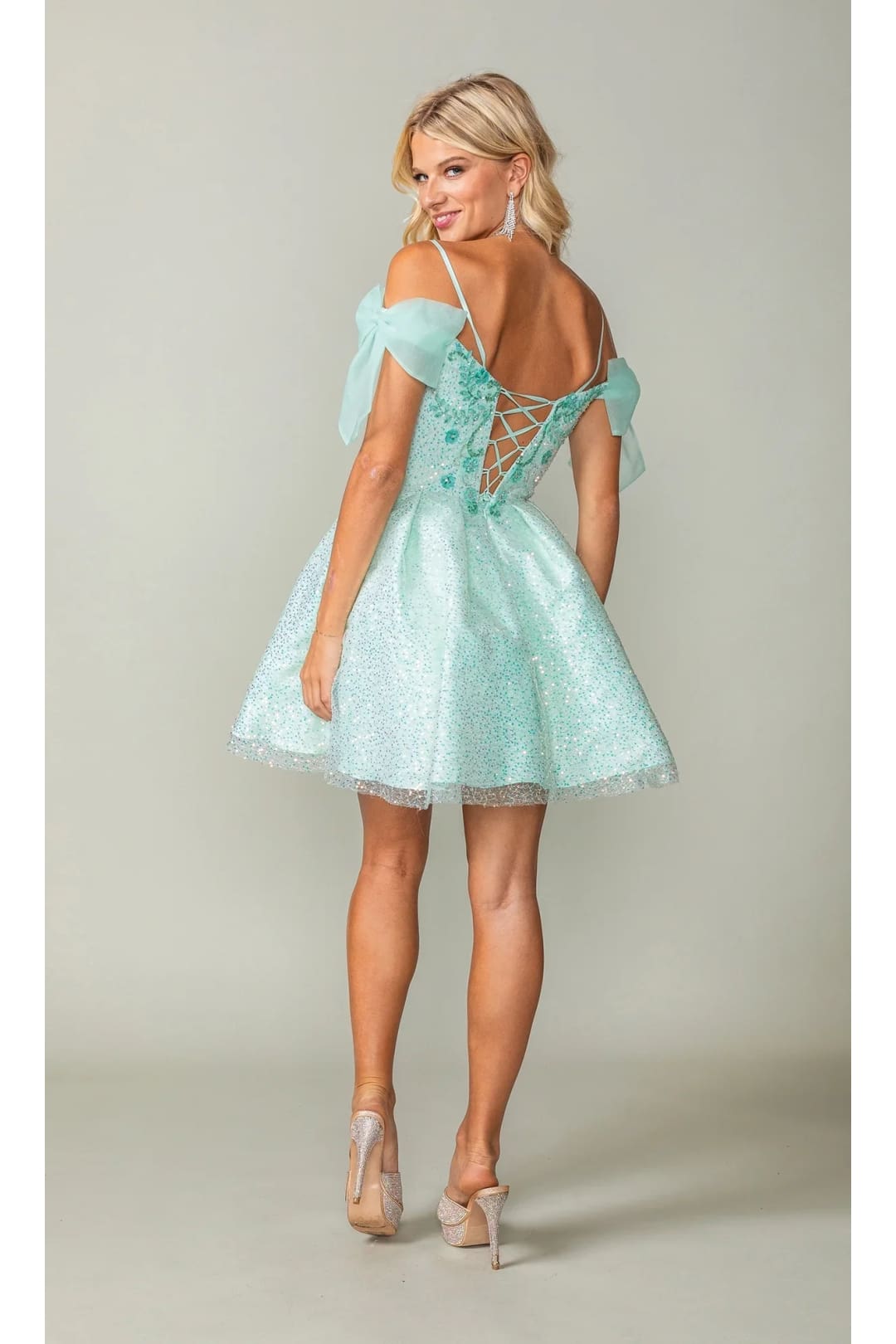 Dancing Queen Dresses DQ-3363 Shoulder-Bow Short Homecoming Dress - Dress