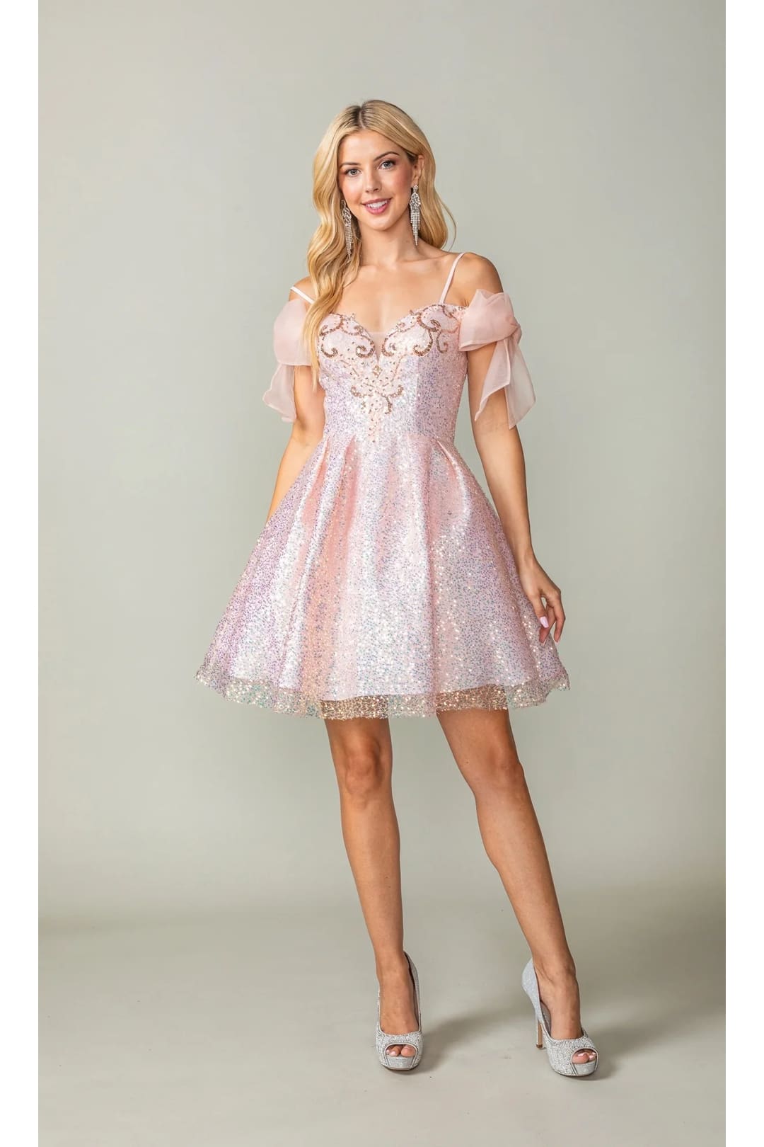 Dancing Queen Dresses DQ-3363 Shoulder-Bow Short Homecoming Dress - Dress