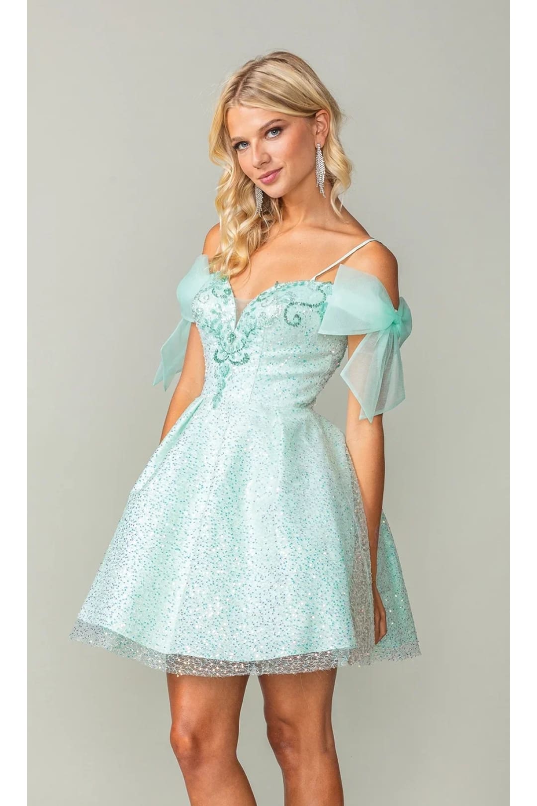 Dancing Queen Dresses DQ-3363 Shoulder-Bow Short Homecoming Dress - Dress