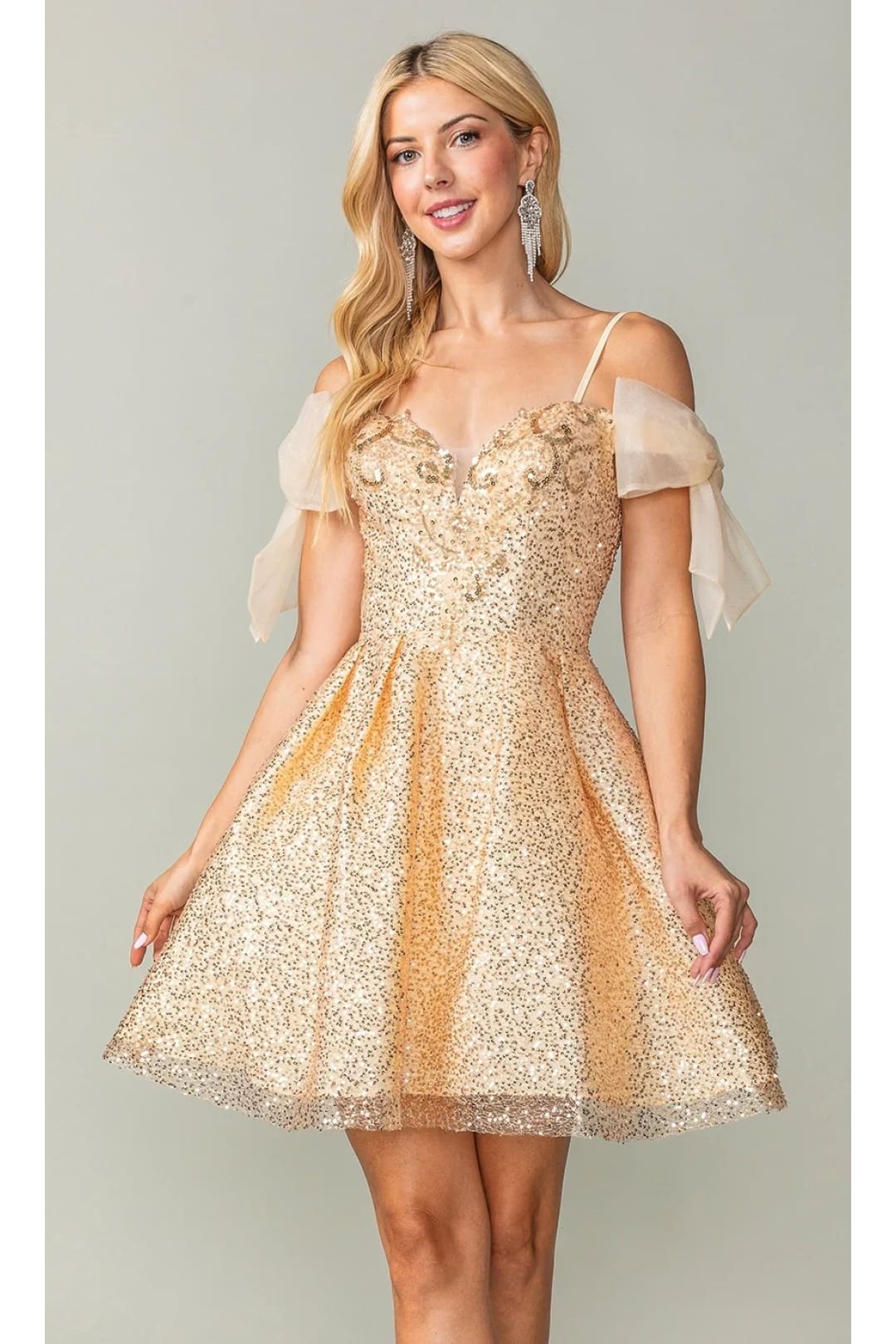 Dancing Queen Dresses DQ-3363 Shoulder-Bow Short Homecoming Dress - Dress