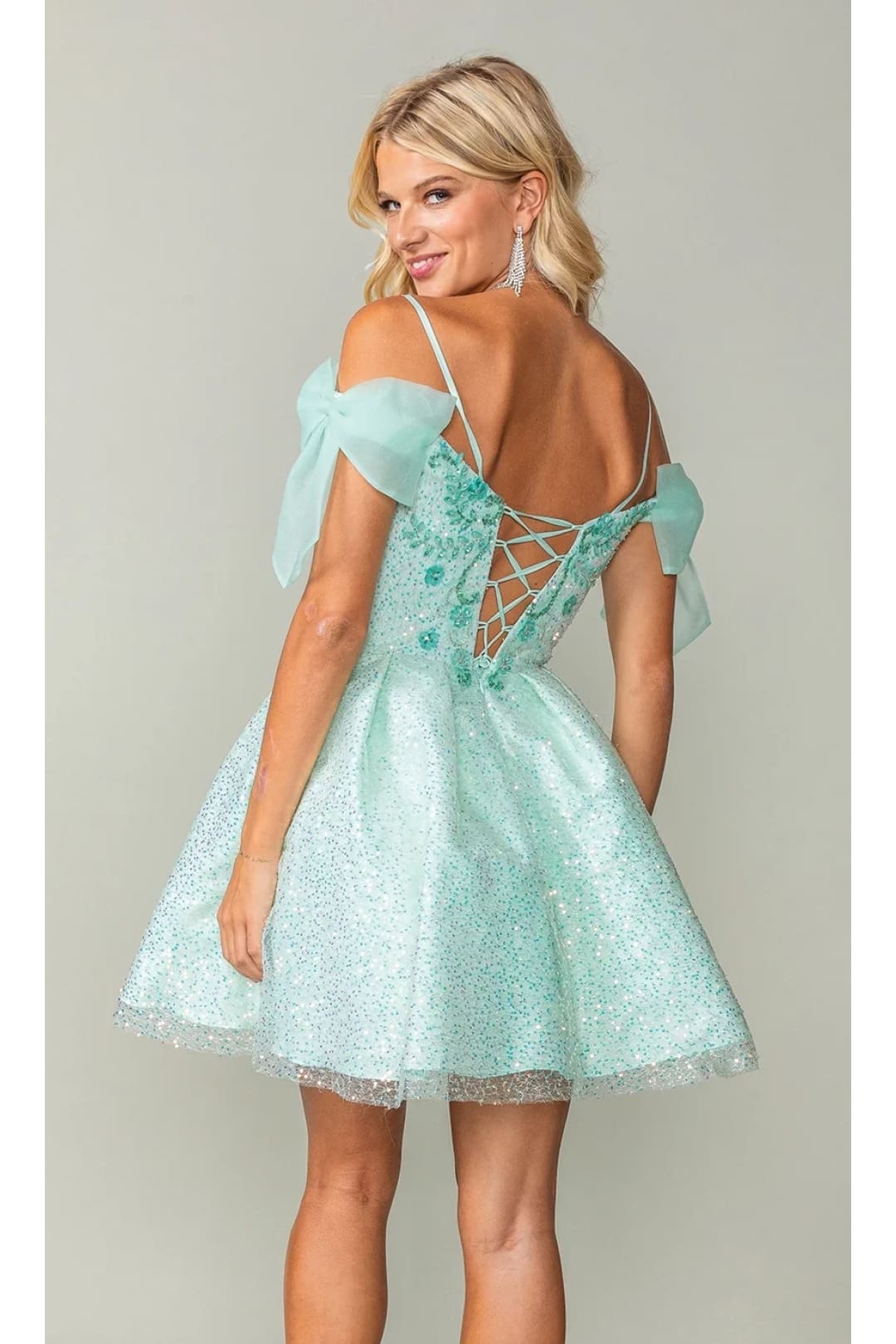 Dancing Queen Dresses DQ-3363 Shoulder-Bow Short Homecoming Dress - Dress