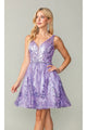 Dancing Queen Dresses DQ-3364 Sheer-Back Short Glitter-Print Dress - Dress