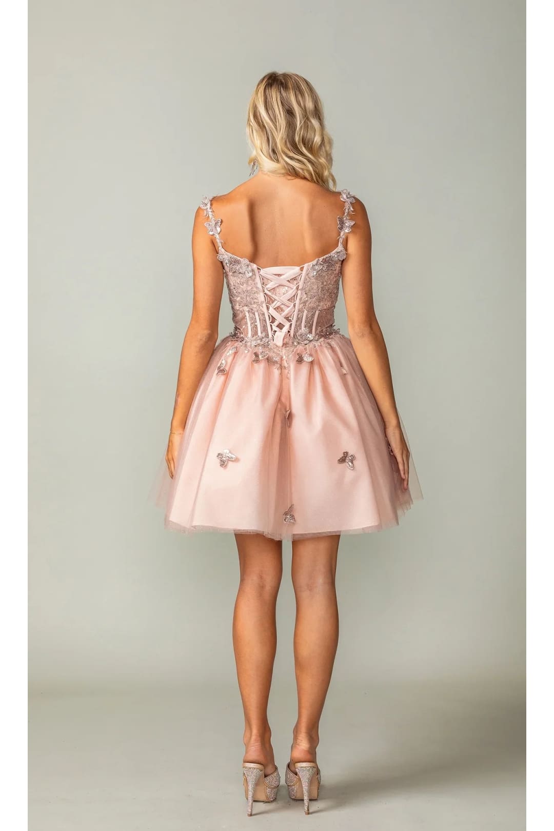 Dancing Queen Dresses DQ-3367 Rose Gold Butterfly Homecoming Dress - Dress