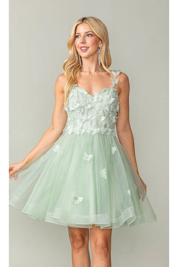 Dancing Queen Dresses DQ-3369 Lace-Up Short Butterfly Homecoming Dress - Dress